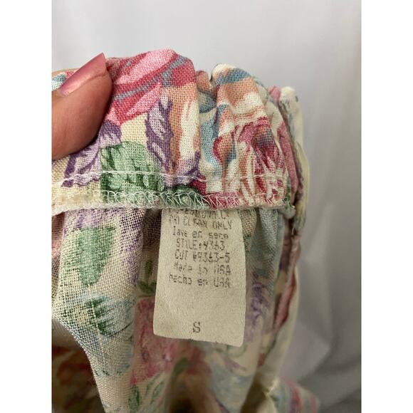Vintage 1980s Pastel Floral Pencil Skirt Cotton Made in USA SMALL - Picture 5 of 6